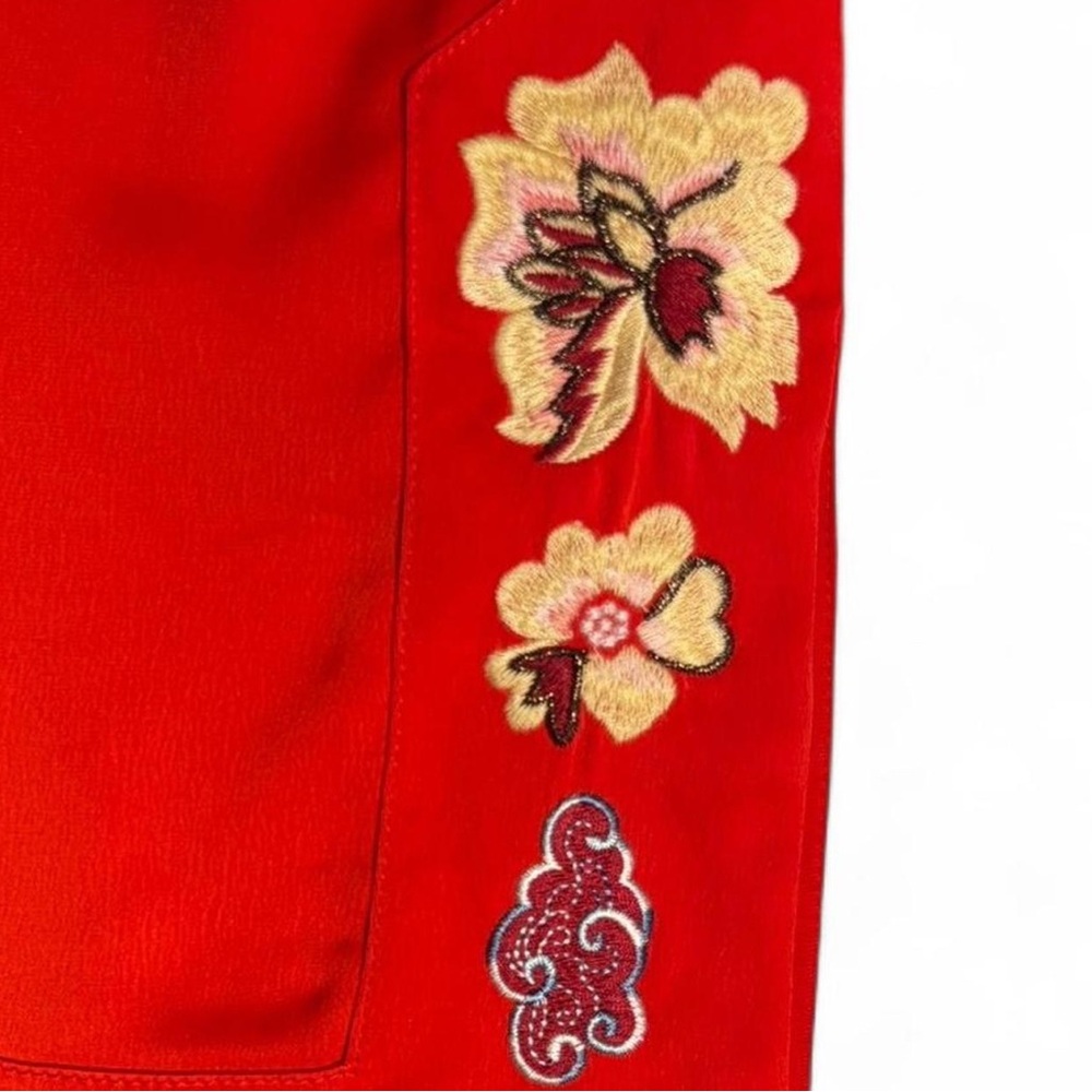 Red Floral Women's Pants - Picture 4 of 5